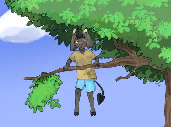Young Frisk chilling out on a tree branch
